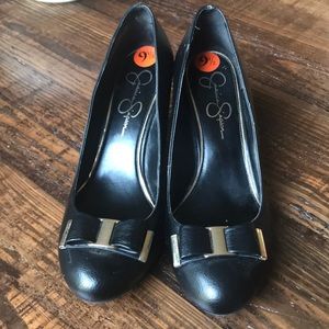 Jessica Simpson black wedge with bow size 9 1/2